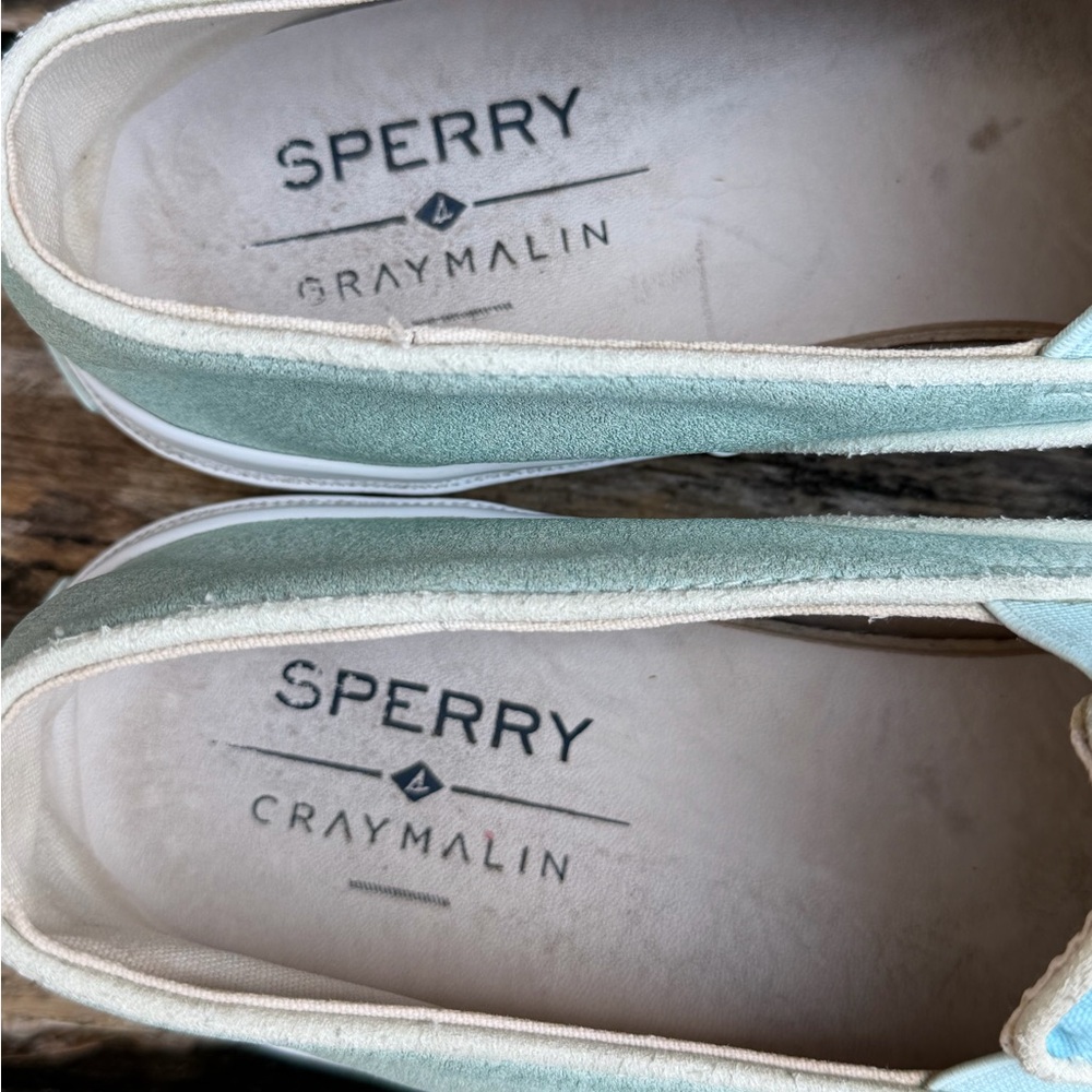 Sperry Gray Malin Beach Theme Slip-On Men's Sz 8 Canvas & Suede Sneaker  T8 - Picture 7 of 14